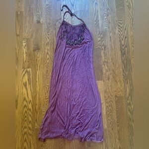 POL Burgundy Purple-ish Beaded Maxi Boho Dress Size Medium NWOT Halter